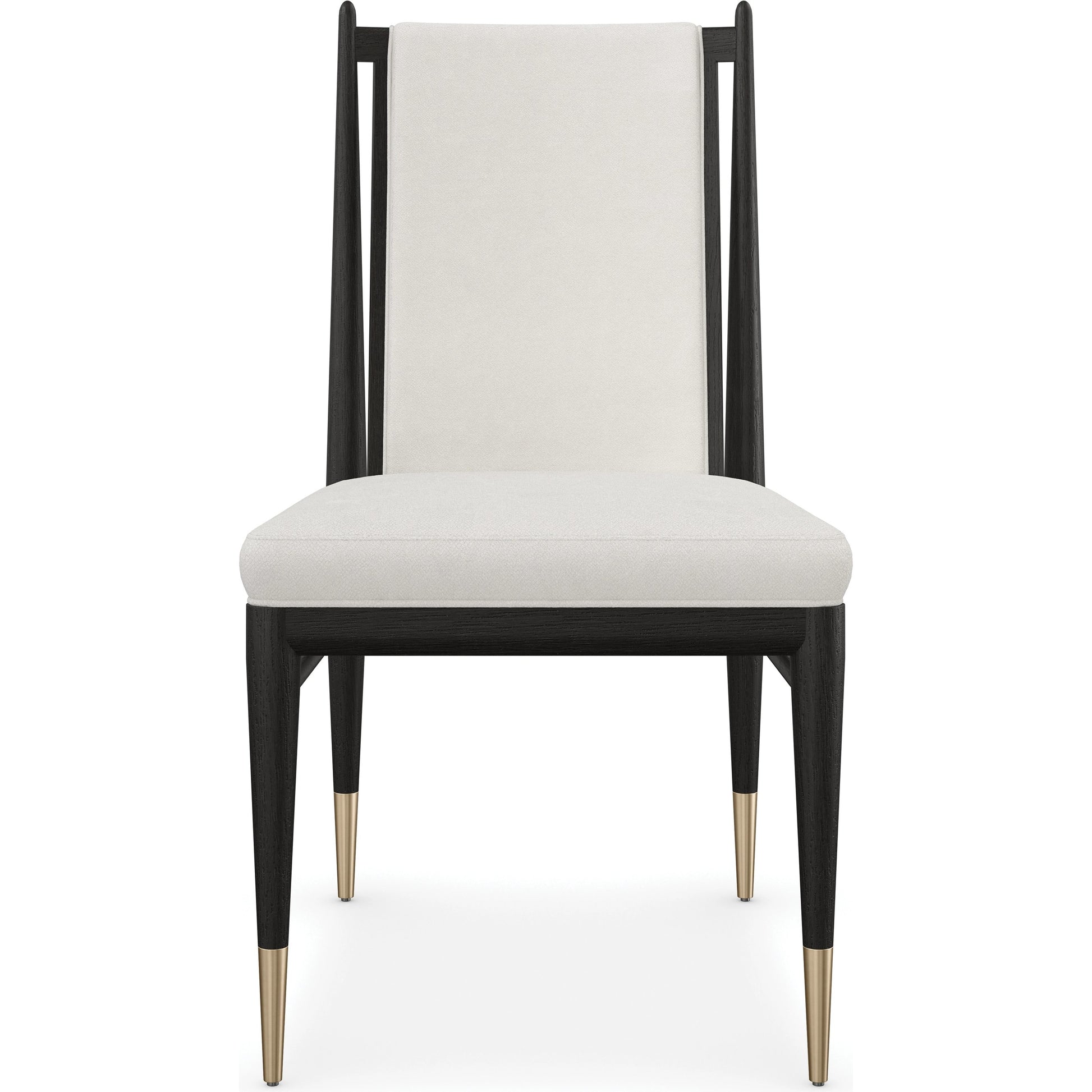 Unity Dark Dining Chair by Caracole in ivory and cinder. Made from oak in a modern style.