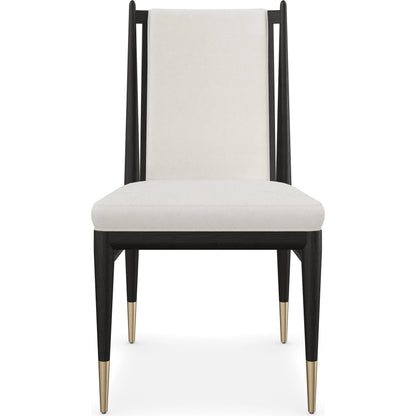 Unity Dark Dining Chair by Caracole in ivory and cinder. Made from oak in a modern style.
