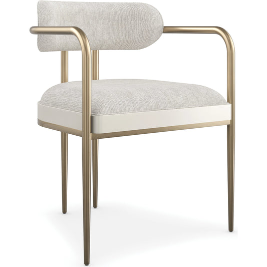 Emphasis Dining Chair by Caracole in lucent bronze plated metal, almost white. Made from metal in a modern style.