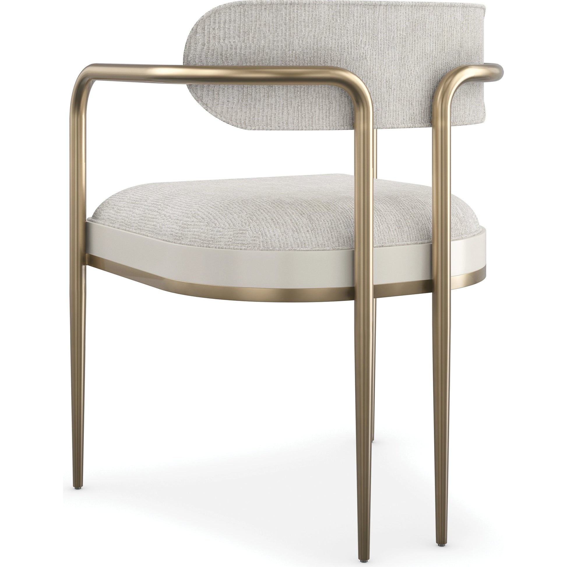 Emphasis Dining Chair by Caracole in lucent bronze plated metal, almost white. Made from metal in a modern style.