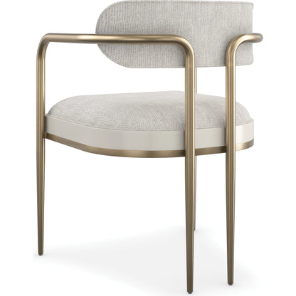 Emphasis Dining Chair by Caracole in lucent bronze plated metal, almost white. Made from metal in a modern style.