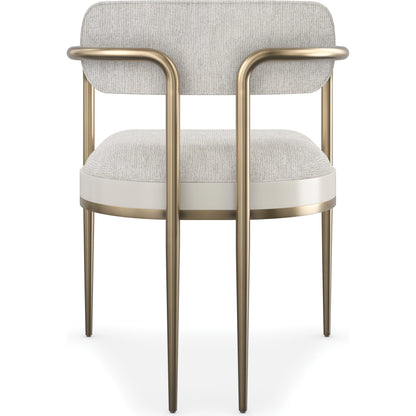Emphasis Dining Chair by Caracole in lucent bronze plated metal, almost white. Made from metal in a modern style.