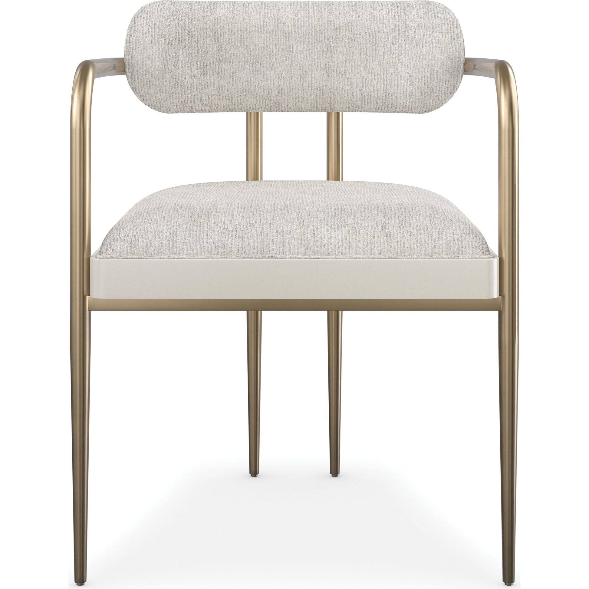 Emphasis Dining Chair by Caracole in lucent bronze plated metal, almost white. Made from metal in a modern style.
