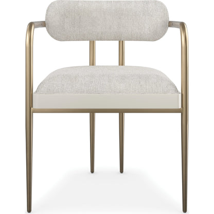 Emphasis Dining Chair by Caracole in lucent bronze plated metal, almost white. Made from metal in a modern style.