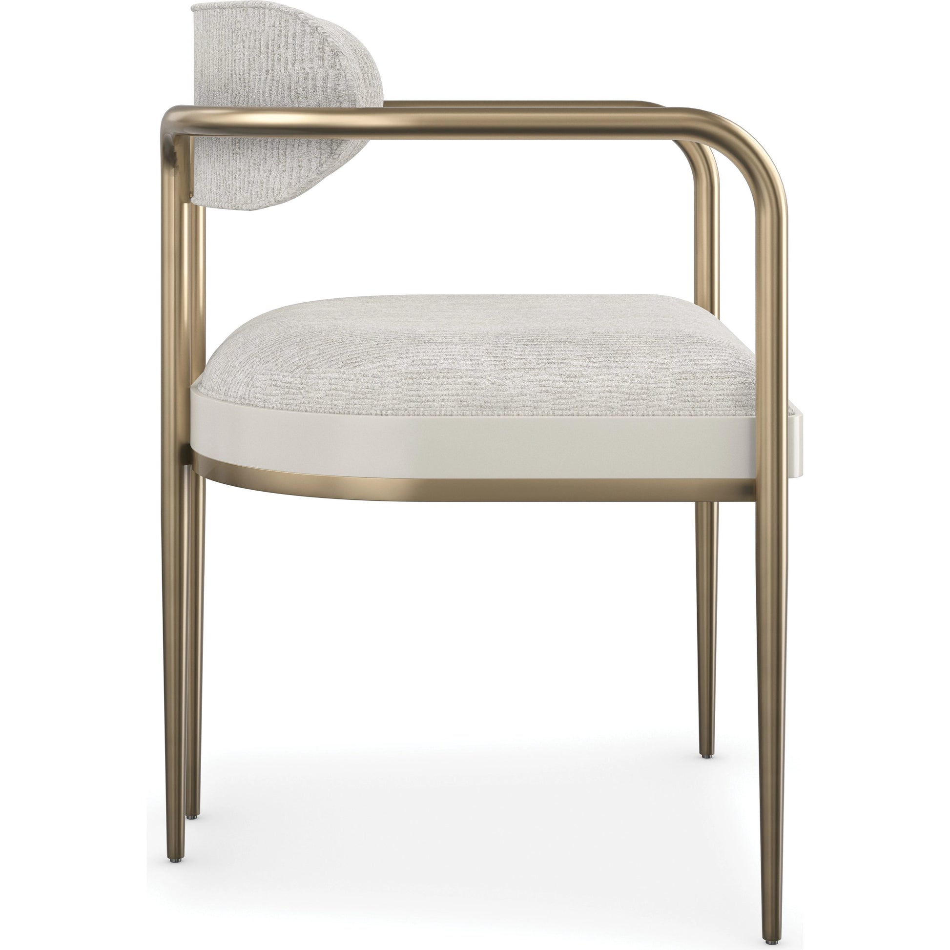 Emphasis Dining Chair by Caracole in lucent bronze plated metal, almost white. Made from metal in a modern style.