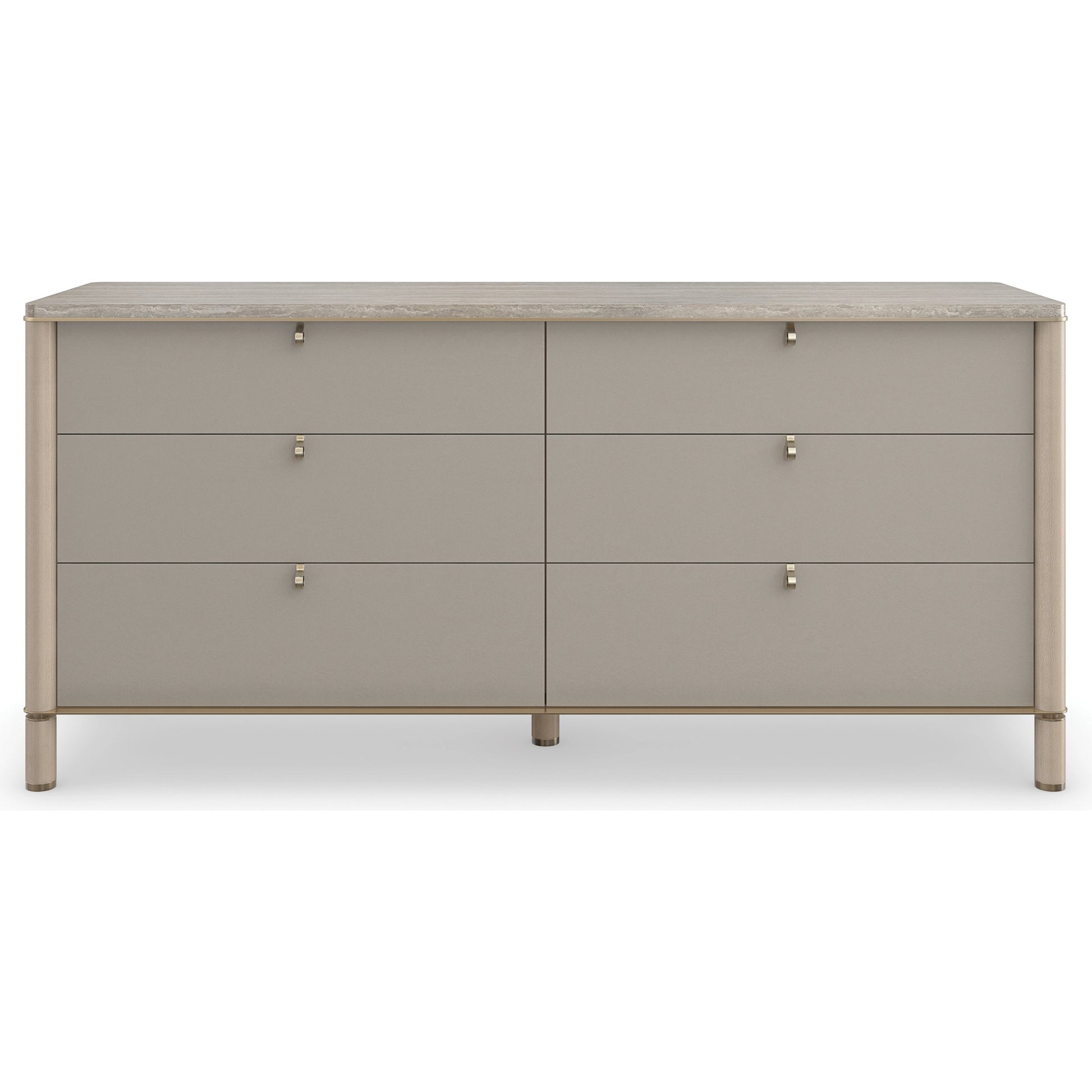 Balance Dresser by Caracole in cremini, lucent bronze plated metal. Made from asian hardwood, stone, metal, silver platano in a modern style.