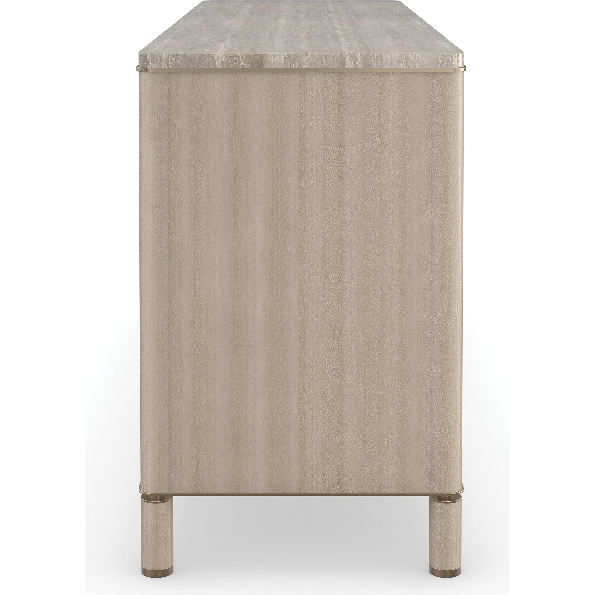 Balance Dresser by Caracole in cremini, lucent bronze plated metal. Made from asian hardwood, stone, metal, silver platano in a modern style.
