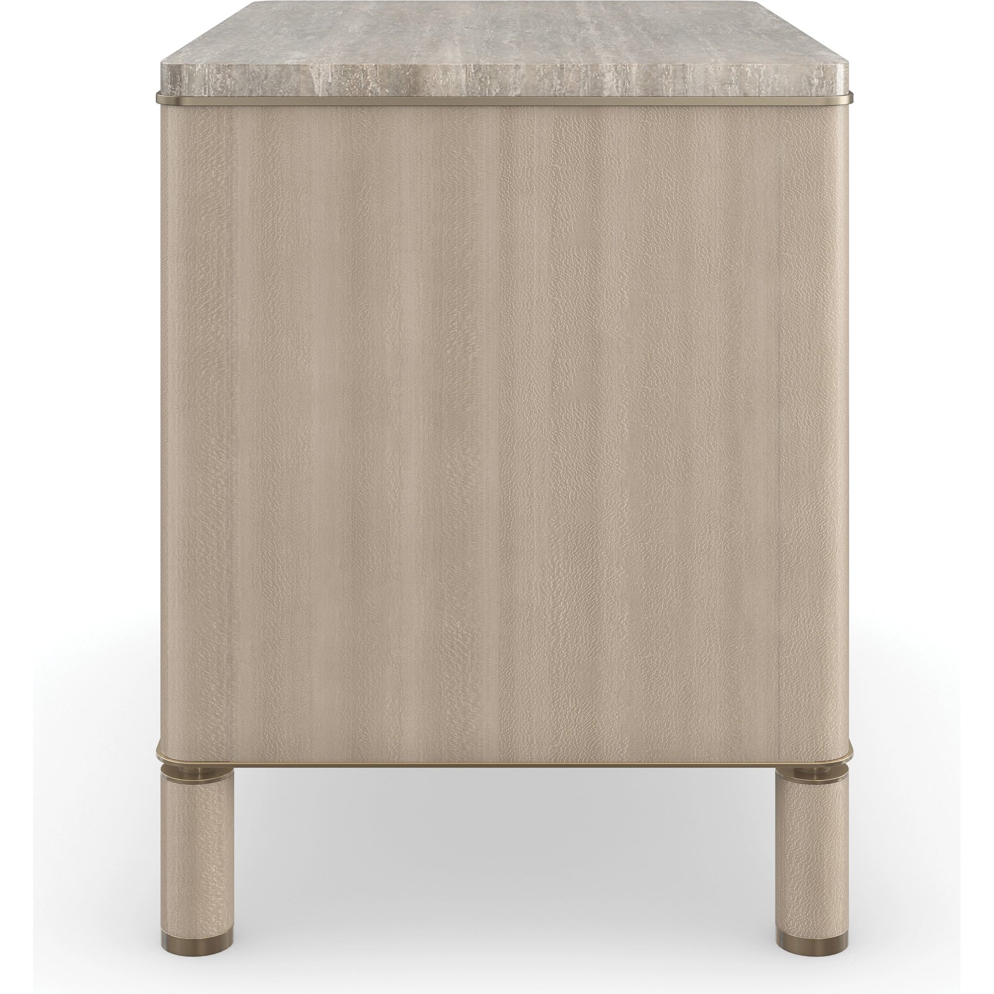 Balance Drawer Nightstand by Caracole in cremini, lucent bronze plated metal. Made from asian hardwood, stone, metal, silver platano in a modern style.