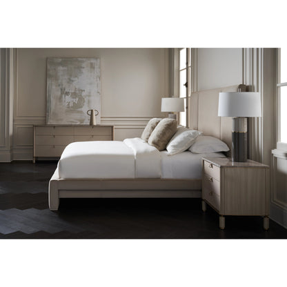 Balance Bed by Caracole in putty. Made from poplar in a modern style.