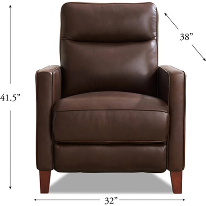 Ashby Zero Gravity Leather Recliner by Hydeline in chestnut brown. Made from leather/split, solid hardwood kiln dried in a traditional style.