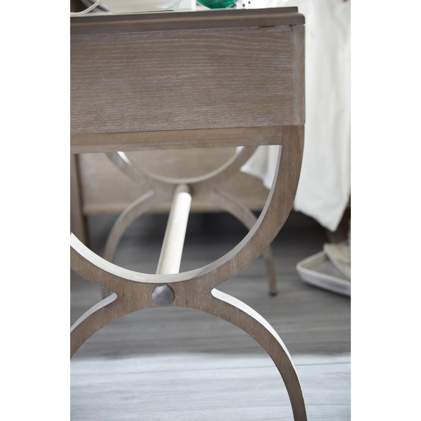 007 SI-1748206 | Closeup | Affinity Nightstand by Hooker Furniture in greige. Made from oak veneers in a coastal style.