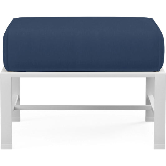 Bristol Outdoor Ottoman in Canvas Flax w/ Self Welt by Sunset West. Made from aluminum in a modern style.