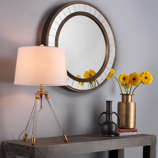 Coltrane Mirror by The Livingston Collection in bronze. Made from glass in a transitional style.