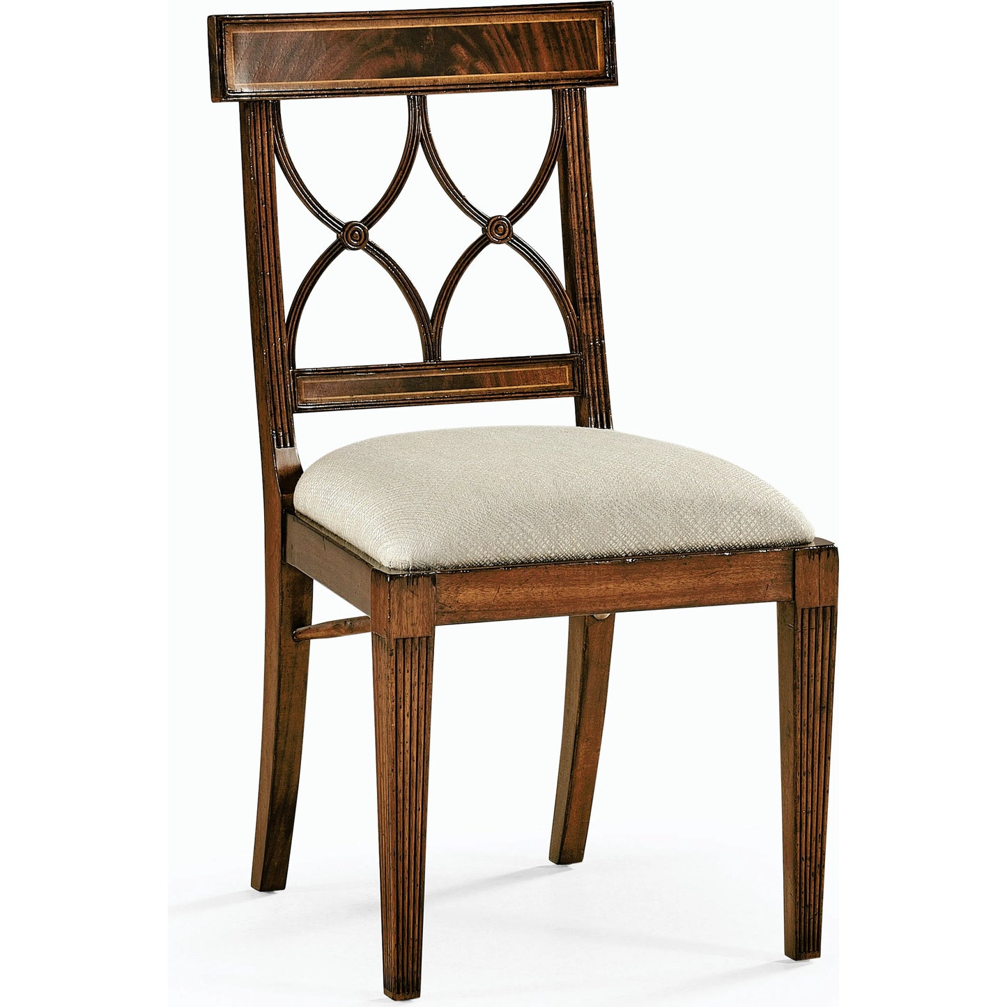 001 SI-1991053 | Primary Silo | Buckingham Regency Mahogany Curved Back Side Chair by Jonathan Charles in medium antique mahogany. Made from acacia in a modern style.