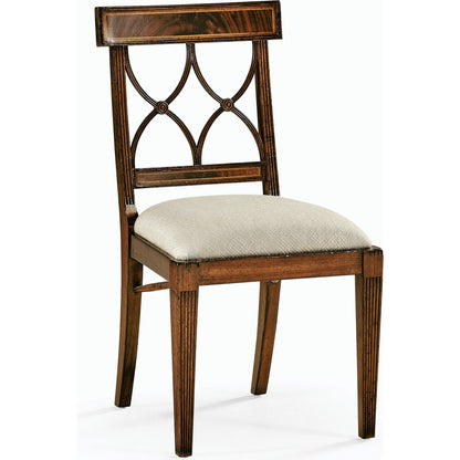 Buckingham Regency Mahogany Curved Back Side Chair by Jonathan Charles in medium antique mahogany. Made from acacia in a modern style.