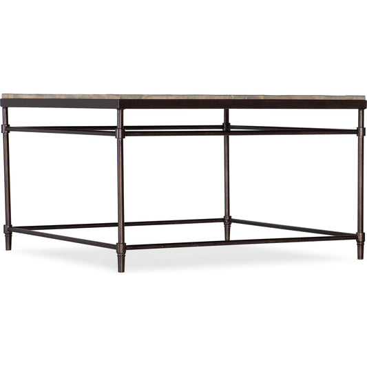St. Armand Square Cocktail Table by Hooker Furniture. Made from acacia solids with round metal tube, metal sheet in a modern style.
