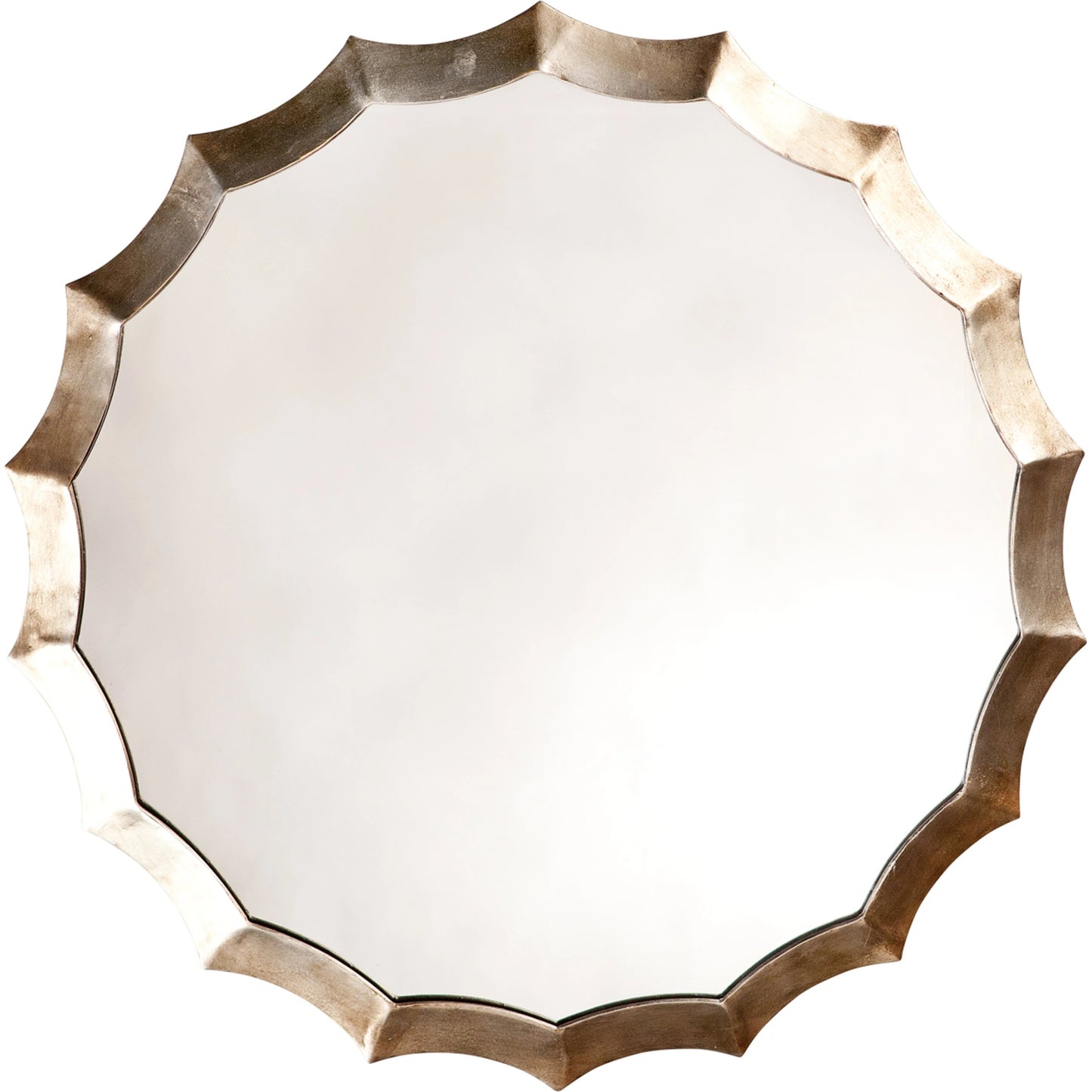 001 SR-708071 | Primary Silo | Round Scalloped Mirror by Lifestyle by JY in antique silver. Made from metal in a transitional style.