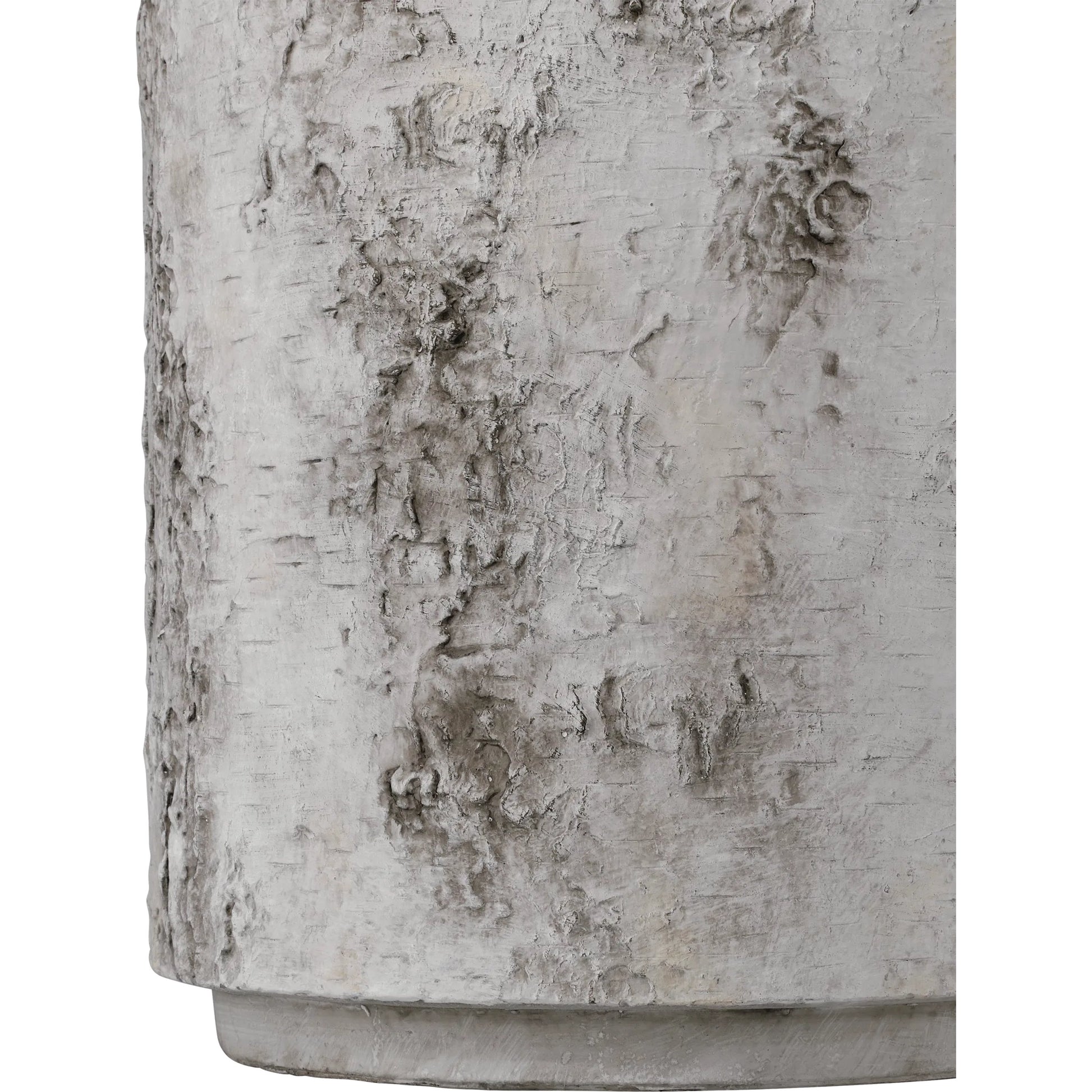 Faux Birch Planter by Currey and Company in black, beige, pale gray. Made from fiber cement in a modern style.