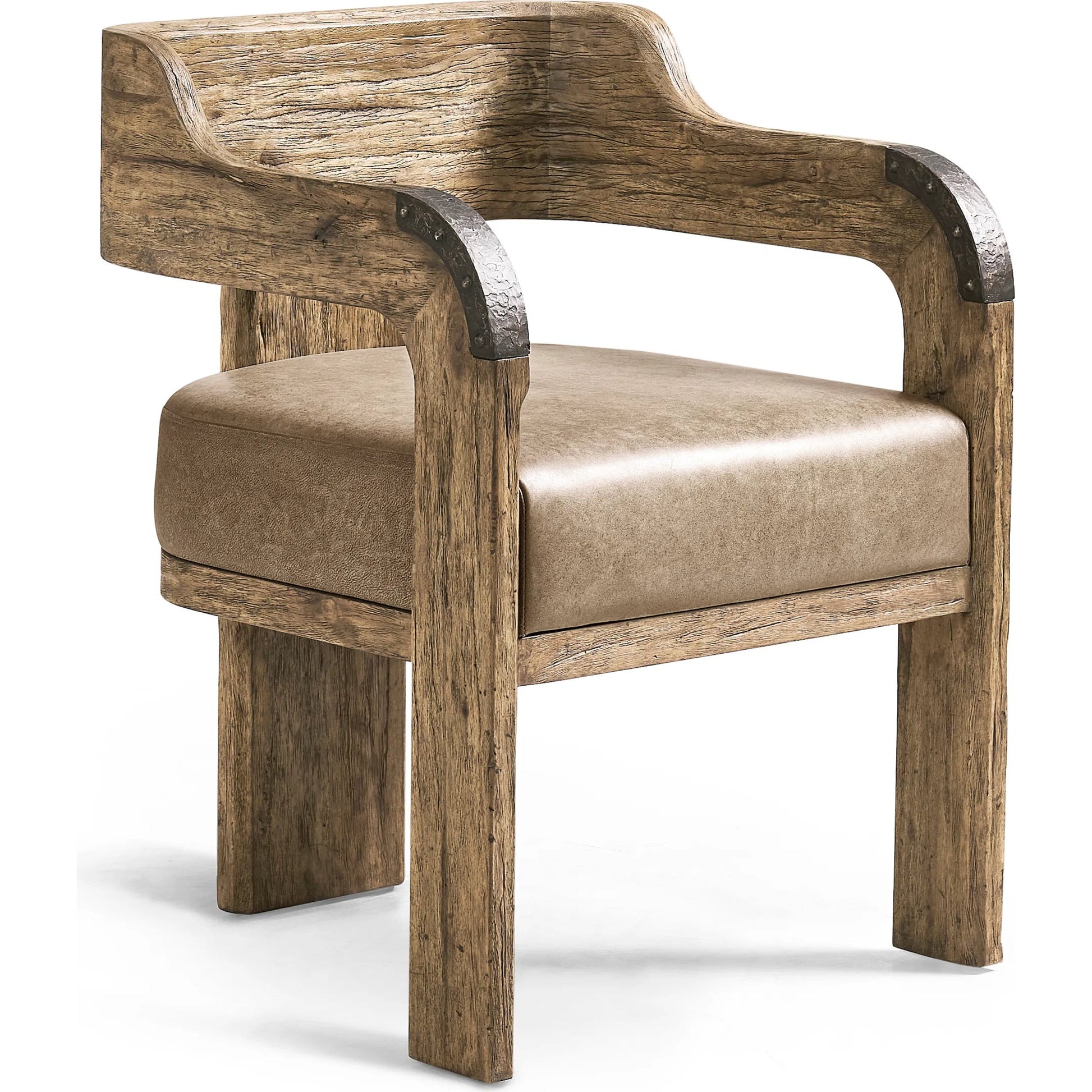 Stone Ridge Leather Arm Chair by Jonathan Charles in tully light acacia. Made from acacia in a cottage & farmhouse style.