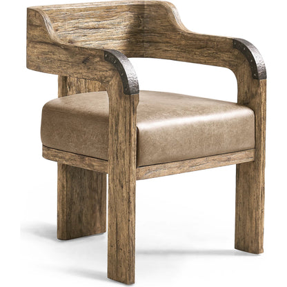 Stone Ridge Leather Arm Chair by Jonathan Charles in tully light acacia. Made from acacia in a cottage & farmhouse style.