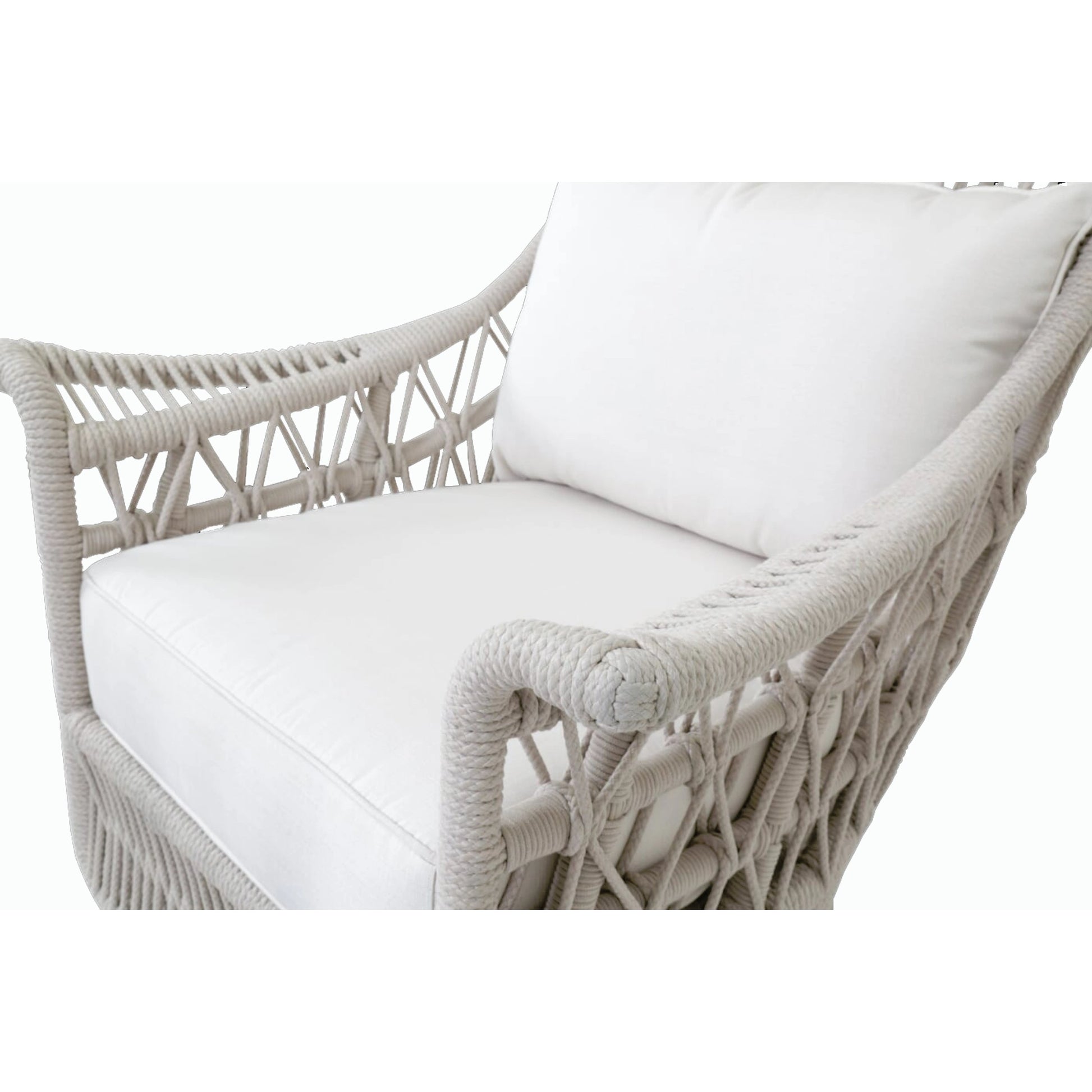 Dana Outdoor Rope Wing Chair in Linen by Sunset West in natural. Made from olefin rope in a coastal style.
