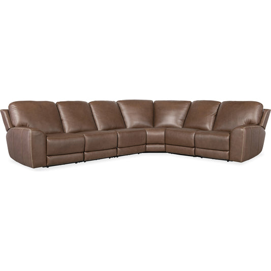 Torres 6 Piece Sectional by Hooker Furniture in sorrento mocha. Made from leather, sorrento mocha (semi-aniline top grain with splits) in a unique style.