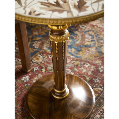 Trianon Accent Table by Jonathan Charles in oak leaf parquetry. Made from local mahogany, marquetry veneer, mdf in a traditional style.