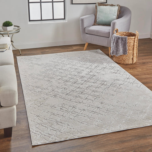 Micah Metallic Trellis Rug - 3047F by Feizy. Made from polyester, polypropylene in a unique style.
