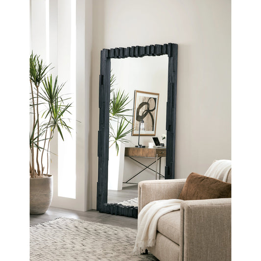 Chapman Shou Sugi Ban Floor Mirror by Hooker Furniture in charred black. Made from new zealand pine with mirror in a modern style.