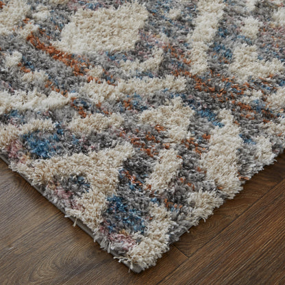 Mynka Transitional Diamond Rug - 39IAF by Feizy in ivory, gray, taupe. Made from polyester in a unique style.