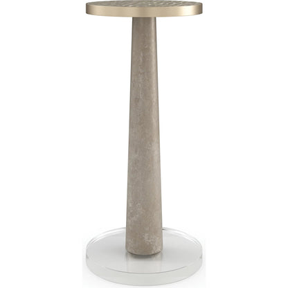 Beyond Drink Table by Caracole in gold, acrylic and winter frost, brushed gold. Made from poplar, glass in a modern style.