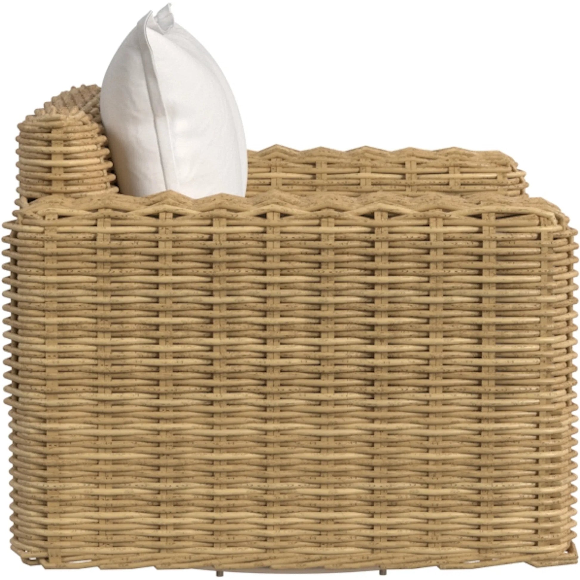 Playa Outdoor Oversized Swivel Club Chair by Sunset West in medium wood. Made from resin wicker in a rustic style.