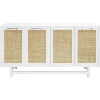 Macon Four Door Cabinet by Worlds Away. Made from hardwood solids, mdf, caning, metal in a cottage & farmhouse style.