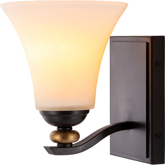 Maddux Wall Sconce - 25334 by Surya in black and paintedgilded,powder coatedfrosted. Made from glass, metal in a traditional style.