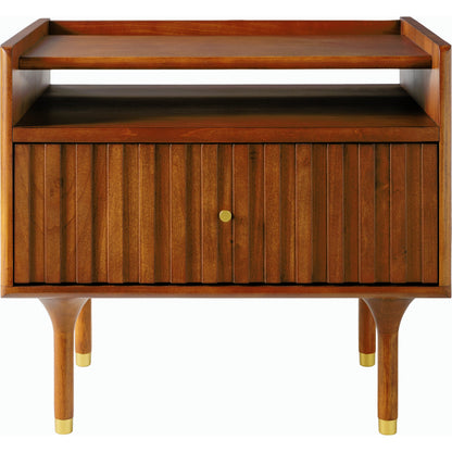 Madri Nightstand - 526092 by Surya in top: brown, base: brown and stainedrawstainedstained. Made from poplar, manufactured wood, rubber wood in a transitional style.