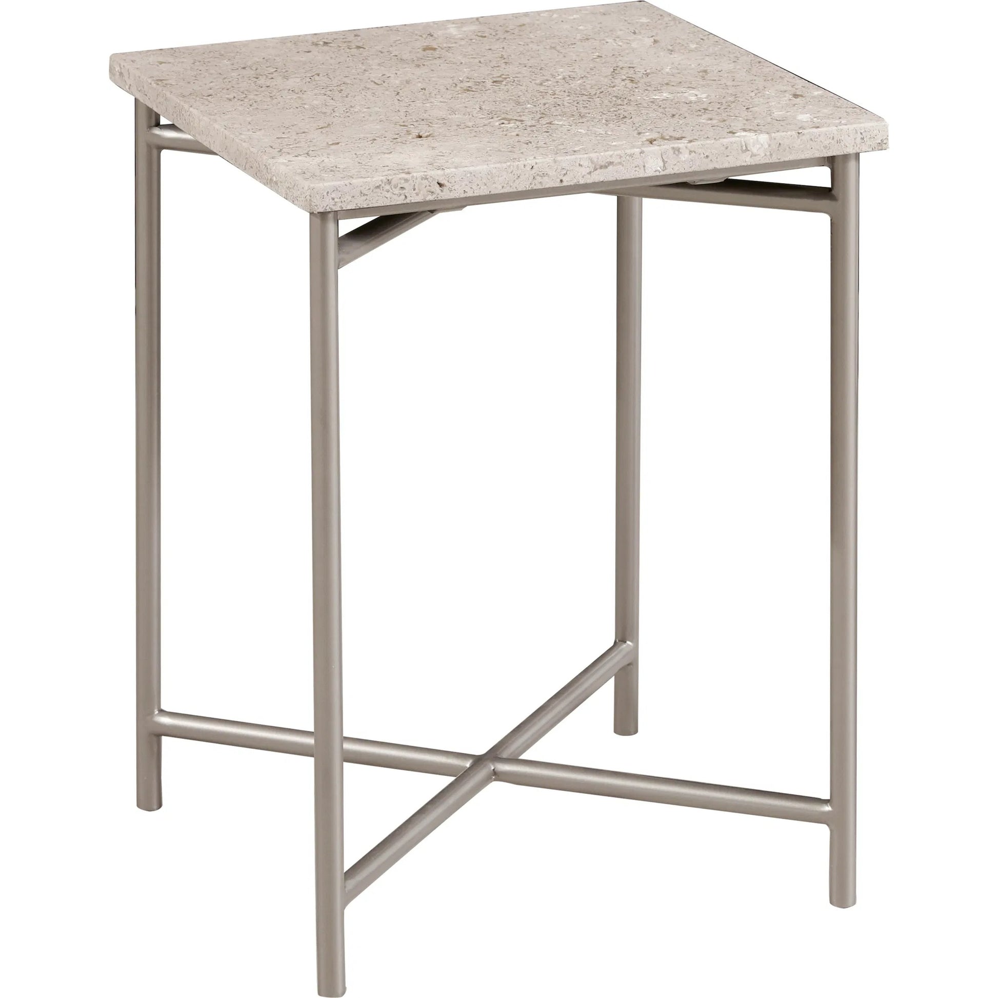 Small Stone Top Nesting table by Pulaski Furniture in cream. Made from stone in a modern style.