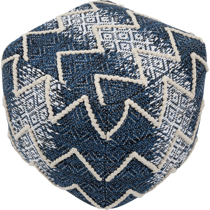 Grand Canyon Blue Pouf by Pasargad Home in blue. Made from cotton in a modern style.