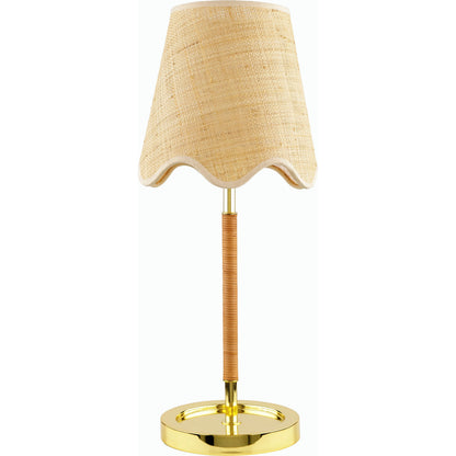 Magda Accent Table Lamp - 537754 by Livabliss in body: metallic - brass, base: metallic - brass, shade (outside): beige, shade (inside): clear, cord: translucent and platedplated. Made from iron, jute, polystyrene in a moder