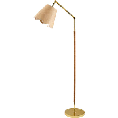 Magda Accent Floor Lamp 537761 by Livabliss in body: metallic - brass; base: metallic - brass; shade (outside): beige; shade (inside): clear; cord: translucent and platedplated. Made from iron, jute, polystyrene in a modern 