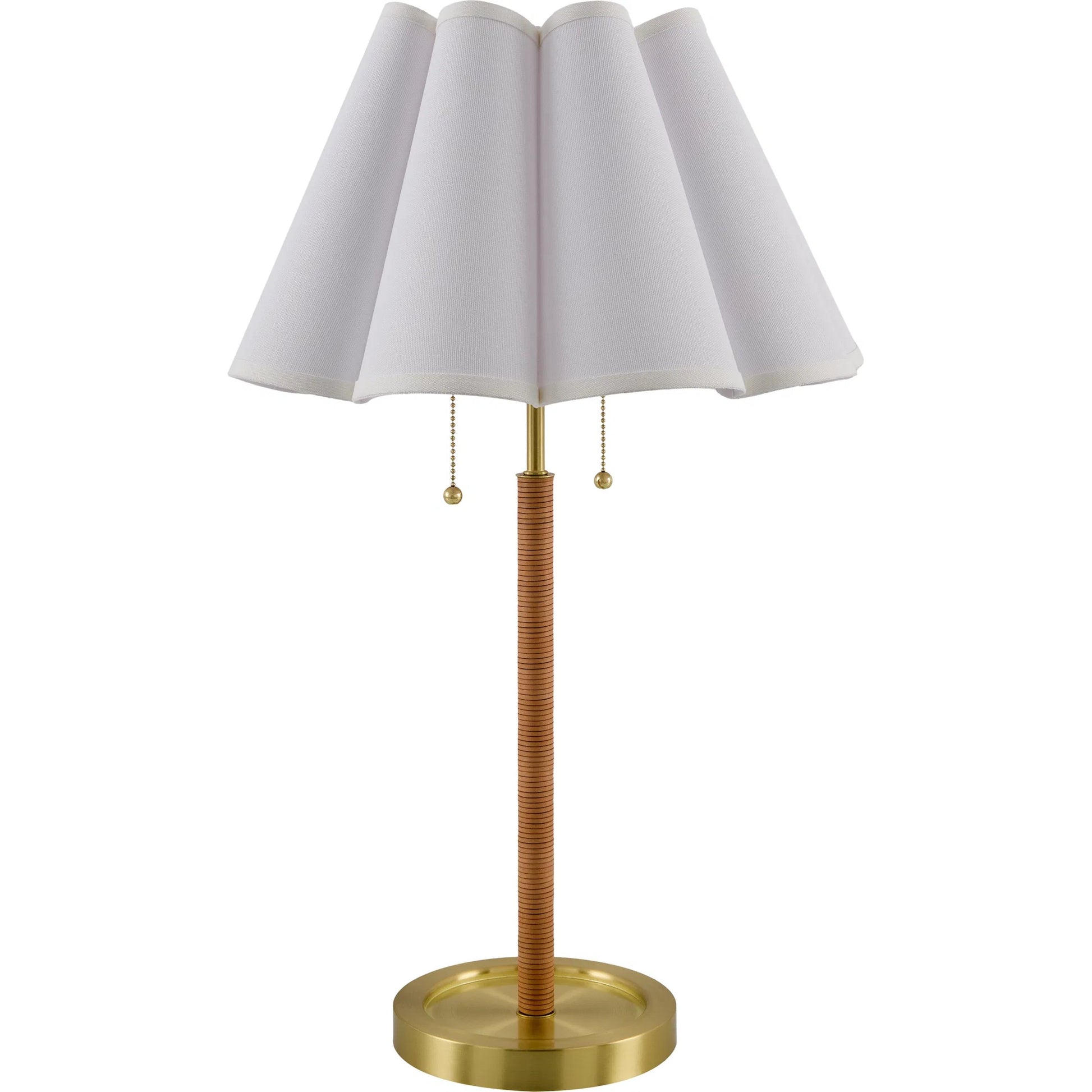 Magda Accent Table Lamp by Livabliss in camel, brass and inlaid, plated. Made from leather, iron, linen in a unique style.