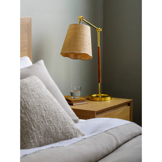 Magda Accent Table Lamp - 537748 by Livabliss in body: metallic - brass, base: metallic - brass, shade (outside): beige, shade (inside): clear, cord: translucent and platedplated. Made from iron, jute, polystyrene in a modern s