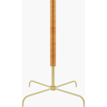 Magda Accent Floor Lamp 537764 by Livabliss in body: metallic - brass; base: metallic - brass; shade: white; finial: metallic - brass; harp: metallic - brass; cord: translucent and platedplatedplated. Made from iron, linen, polys