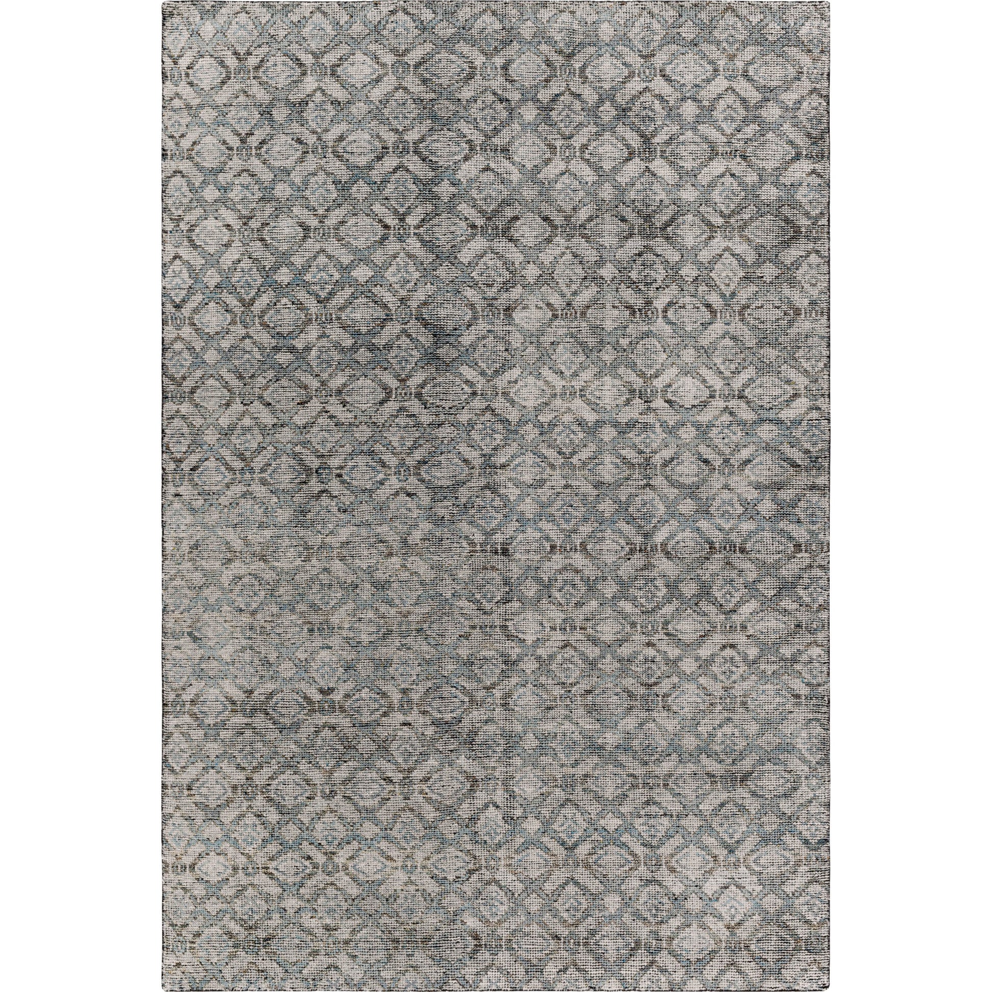 Malaga Rug by Surya in ink blue, denim, light sage, light olive, dark brown. Made from 90% wool, 10% polyester in a transitional style.