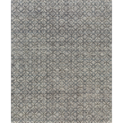 Malaga Rug by Surya in ink blue, denim, light sage, light olive, dark brown. Made from 90% wool, 10% polyester in a transitional style.