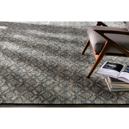 Malaga Rug by Surya in ink blue, denim, light sage, light olive, dark brown. Made from 90% wool, 10% polyester in a transitional style.