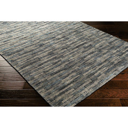 Malaga Rug - 26055 by Surya in ink blue, denim, light sage, light olive. Made from 90% wool, 10% polyester in a unique style.