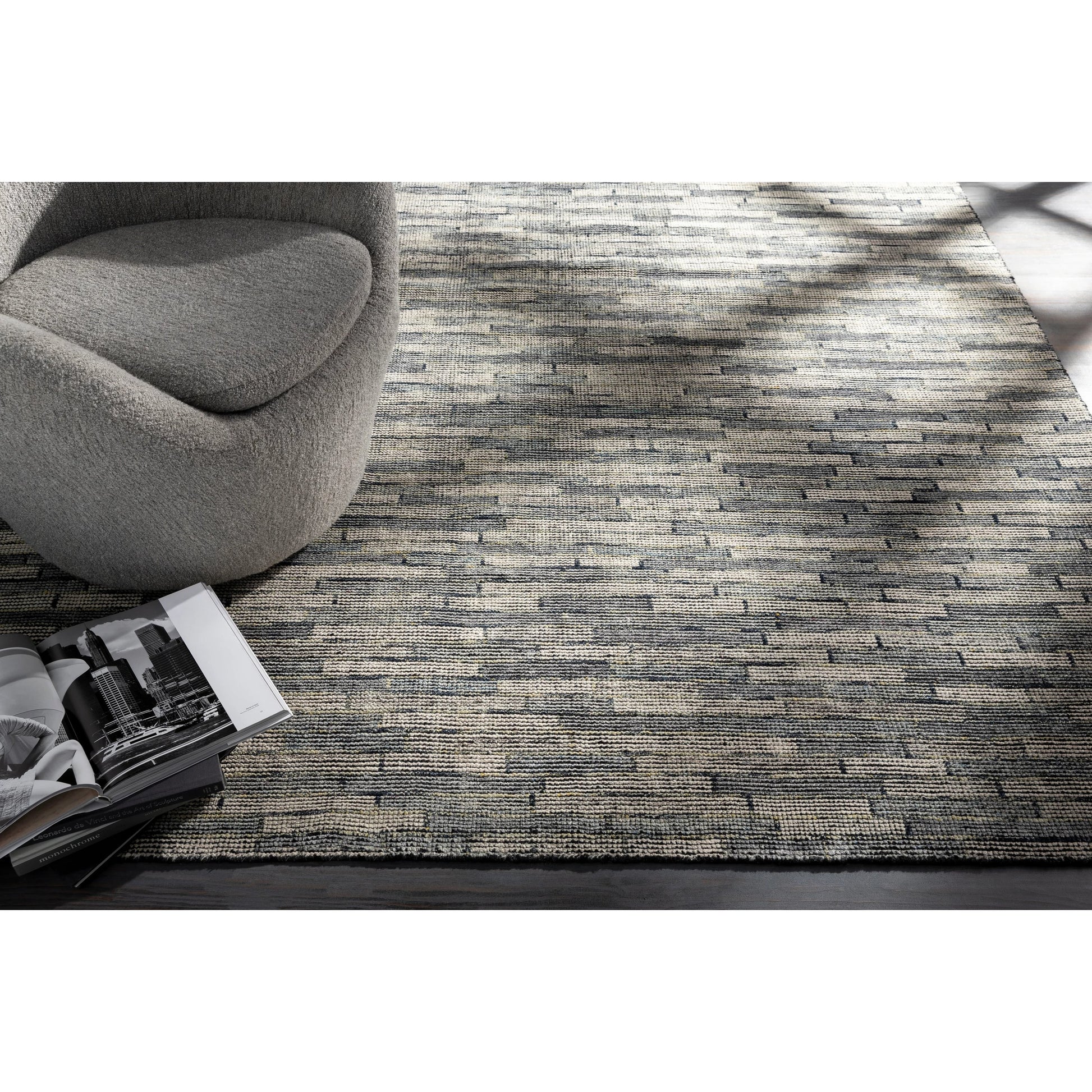 Malaga Rug - 26055 by Surya in ink blue, denim, light sage, light olive. Made from 90% wool, 10% polyester in a unique style.