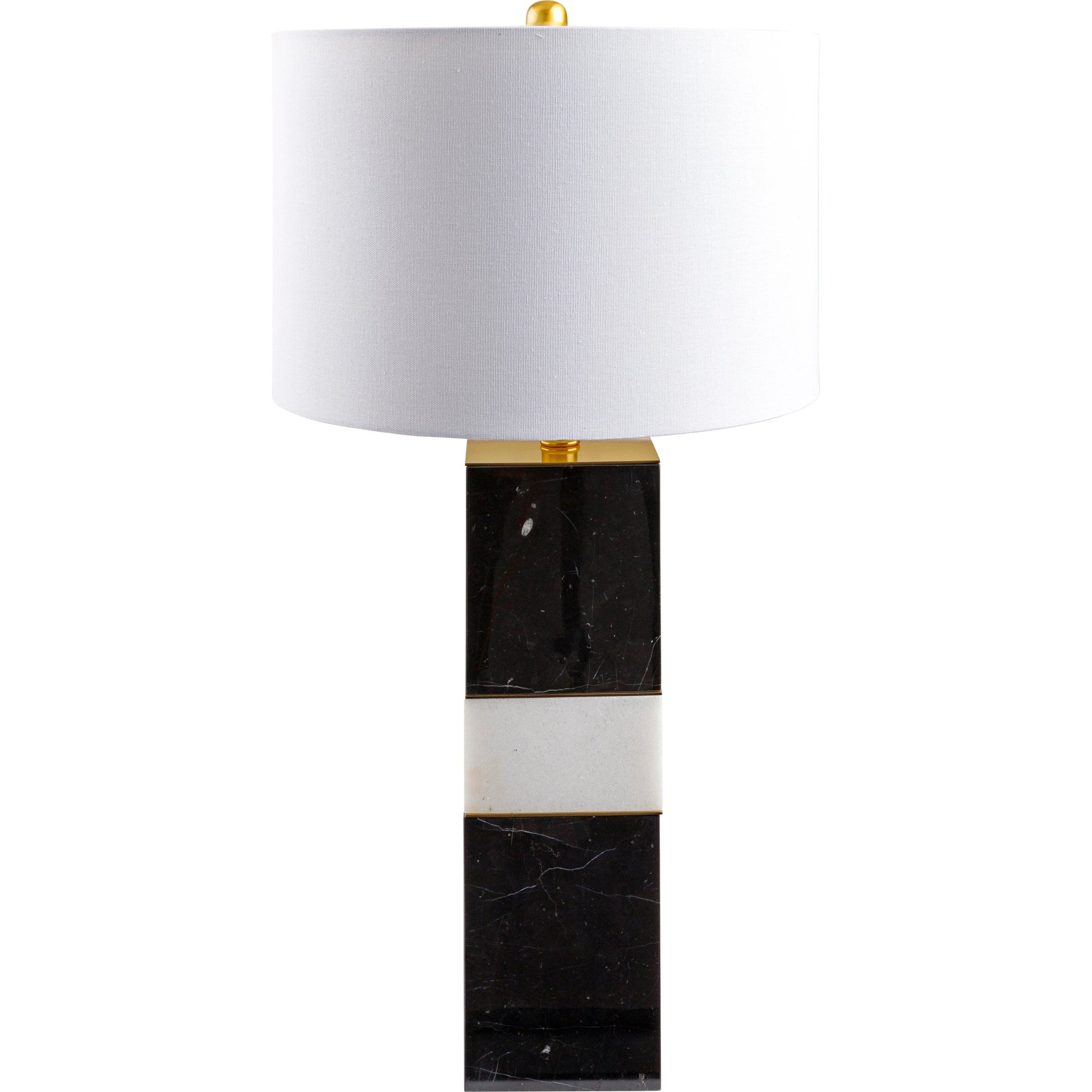 Majestic - 498936 by Surya in translucent, white, clear, metallic gold, black and natural, translucent. Made from body: marble, marble, shade (outside): linen, shade (inside): polyester, finial: crystal in a modern style.