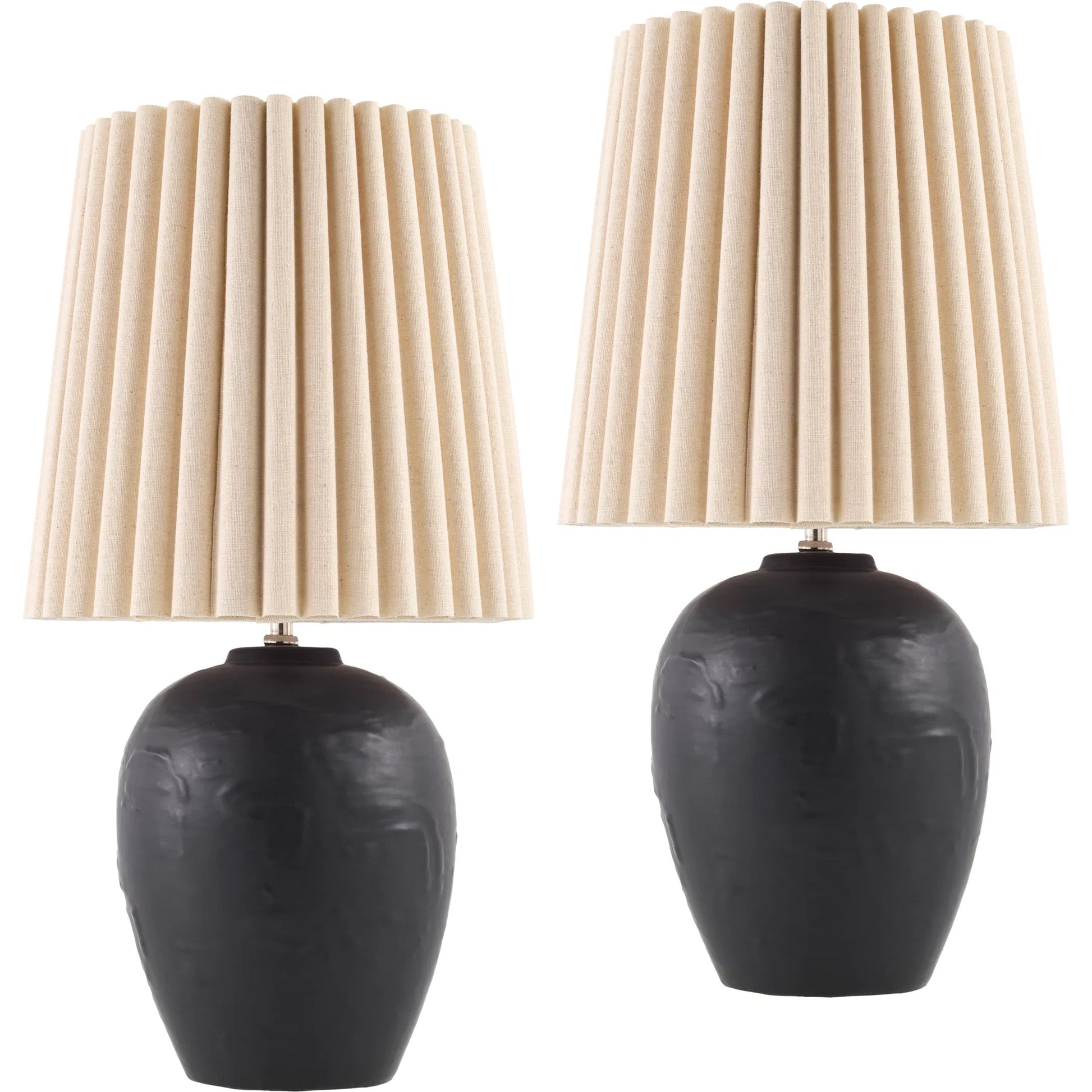 Mako Accent Table Lamp (Set of 2) by Livabliss in painted. Made from ceramic, linen, polyester in a modern style.