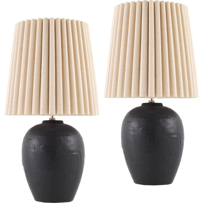 Mako Accent Table Lamp (Set of 2) by Livabliss in painted. Made from ceramic, linen, polyester in a modern style.
